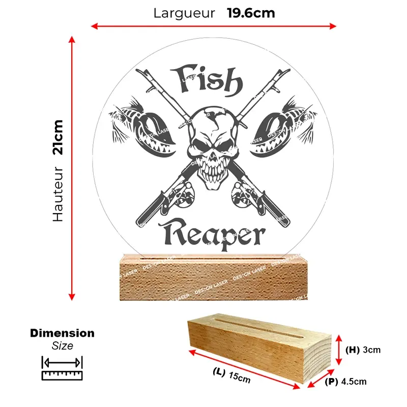 Lampe pêche | idée cadeau pêcheur personnalisée | veilleuse pêcheur | décoration pour pêcheur