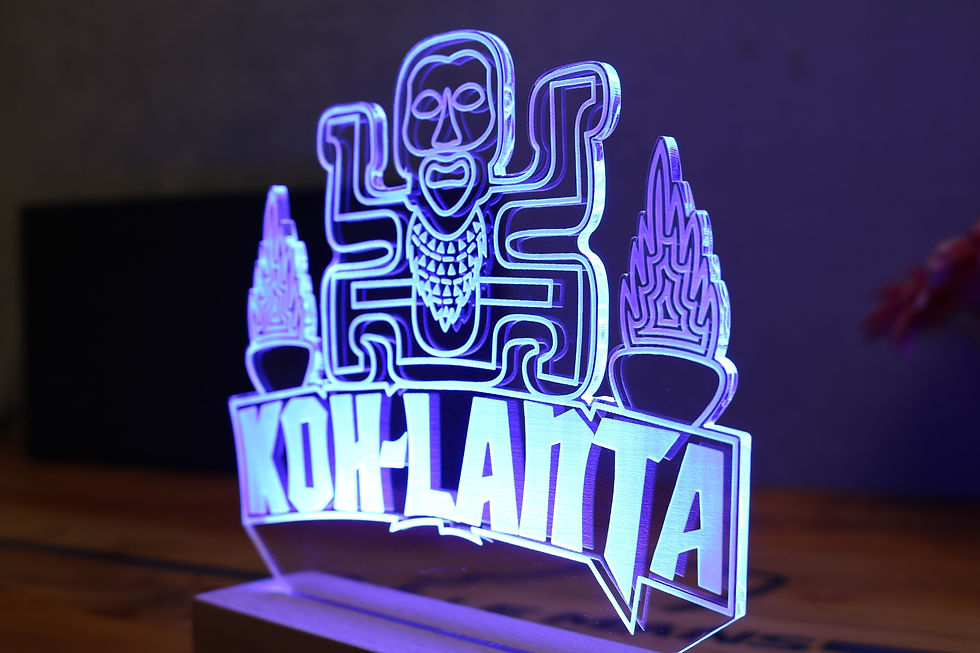 Miniature : Lampe LED totem Koh Lanta personnalisée - Cadeau fan de l'émission survival et décoration aventure