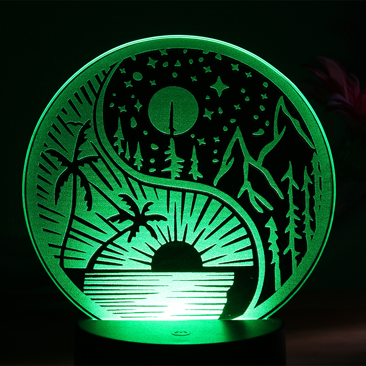Miniature : Lampe LED Miroir Yin Yang Plage - Montagne