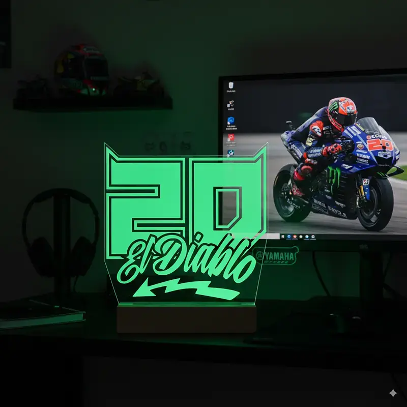 Miniature : Lampe LED Fabio Quartararo personnalisée - Cadeau fan d'El Diablo, supporter du Champion du Monde MotoGP 2021