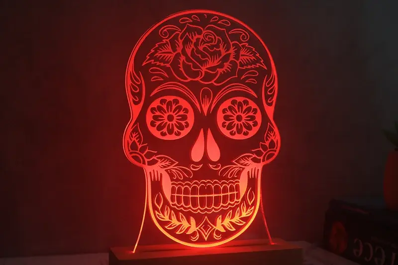 Miniature : Lampe led Crâne Mexicain | Idée Cadeau fan de culture mexicaine | Día de los Muertos