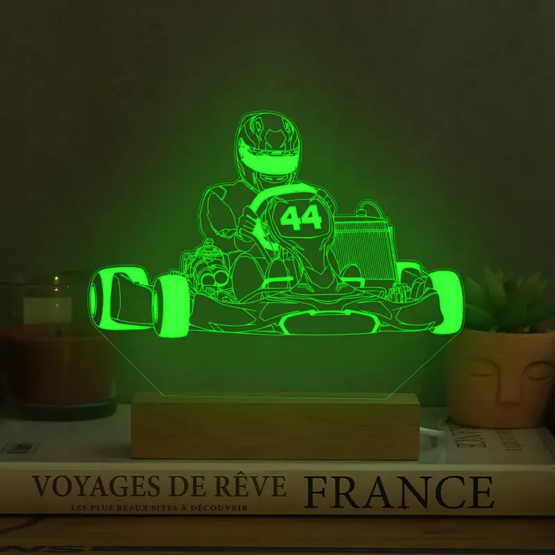Lampe 3D Karting Personnalisée | cadeau pour pilote de karting