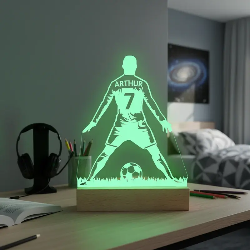 Miniature : Lampe LED Football Cristiano Ronaldo personnalisée - Cadeau fan de CR7 et supporter Portugal