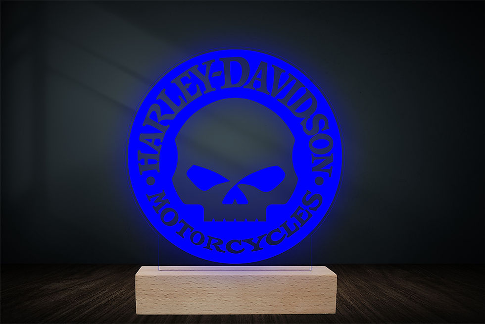 Miniature : Lampe LED logo Harley Davidson personnalisée - Cadeau biker et fan du Bar & Shield