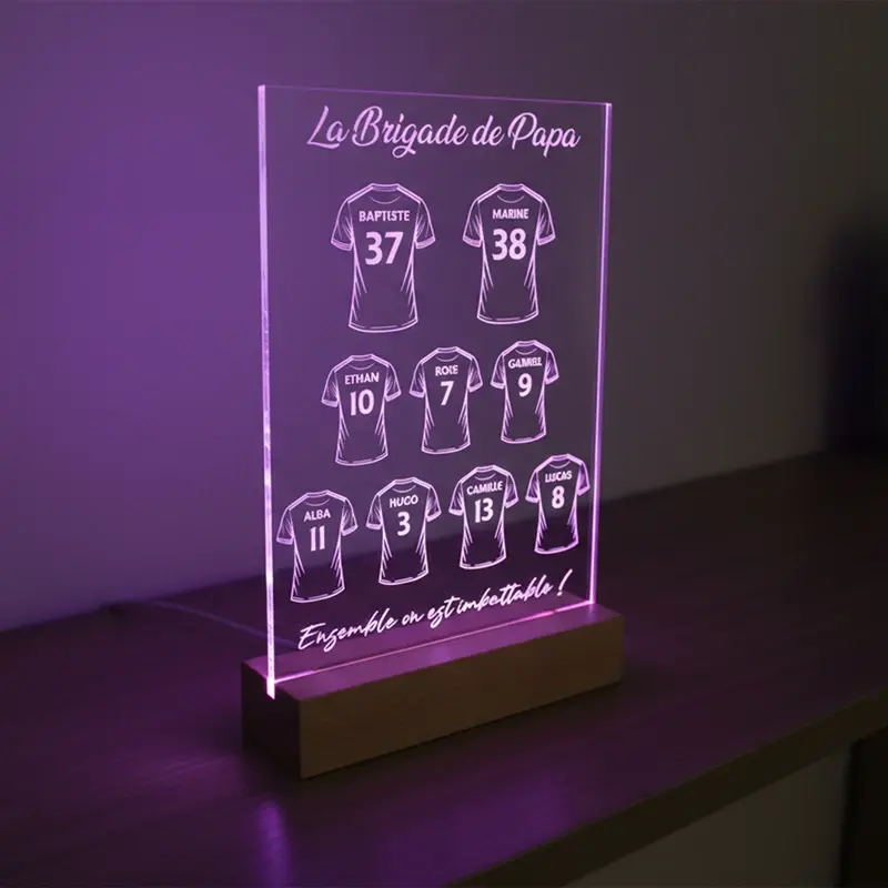 Miniature : Lampe LED Equipe de rêve de Papa 9 joueurs personnalisée - Cadeau décoration chambre passionné de foot