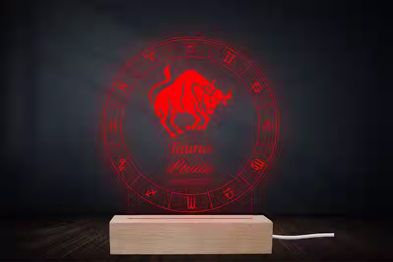 Lampe Astrologique Taureau Personnalisée | Veilleuse signe du zodiaque