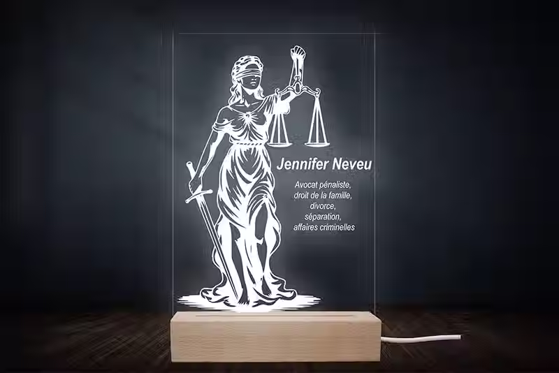 Lampe veilleuse LED avocat personnalisé | Plaque avocat | cadeau pour juriste/juge