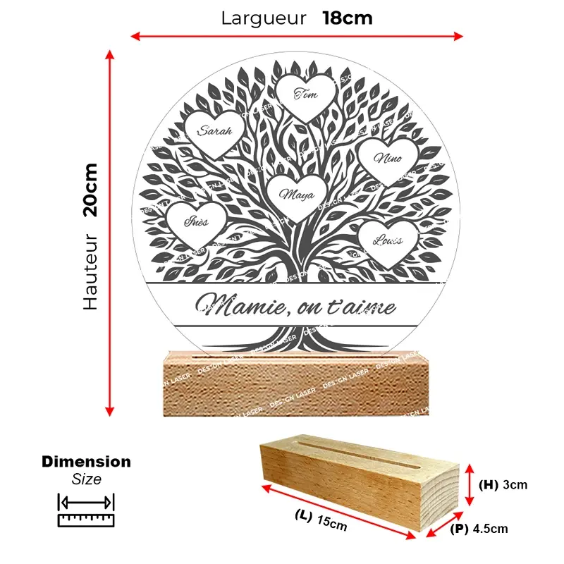 Miniature : Lampe Arbre de Vie avec prénoms personnalisable - Cadeau original pour réunir toute la famille sur un arbre généalogique