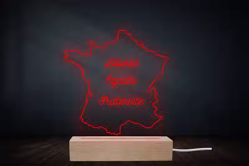Lampe veilleuse LED Carte de France | Décoration drapeau France | Cadeau patriote France