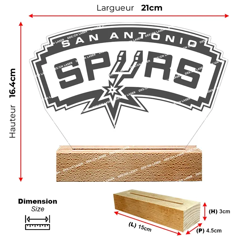 Lampe Led logo San Antonio Spurs - NBA | idée cadeau basket | décoration pour basketteur