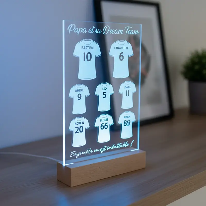 Miniature : Lampe LED Equipe de rêve de Papa 9 joueurs personnalisée - Cadeau décoration chambre passionné de foot