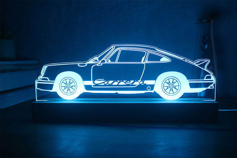 Miniature : Lampe LED Porsche 911 Carrera personnalisée - Cadeau passionné Porsche, fan de flat-six et collectionneur