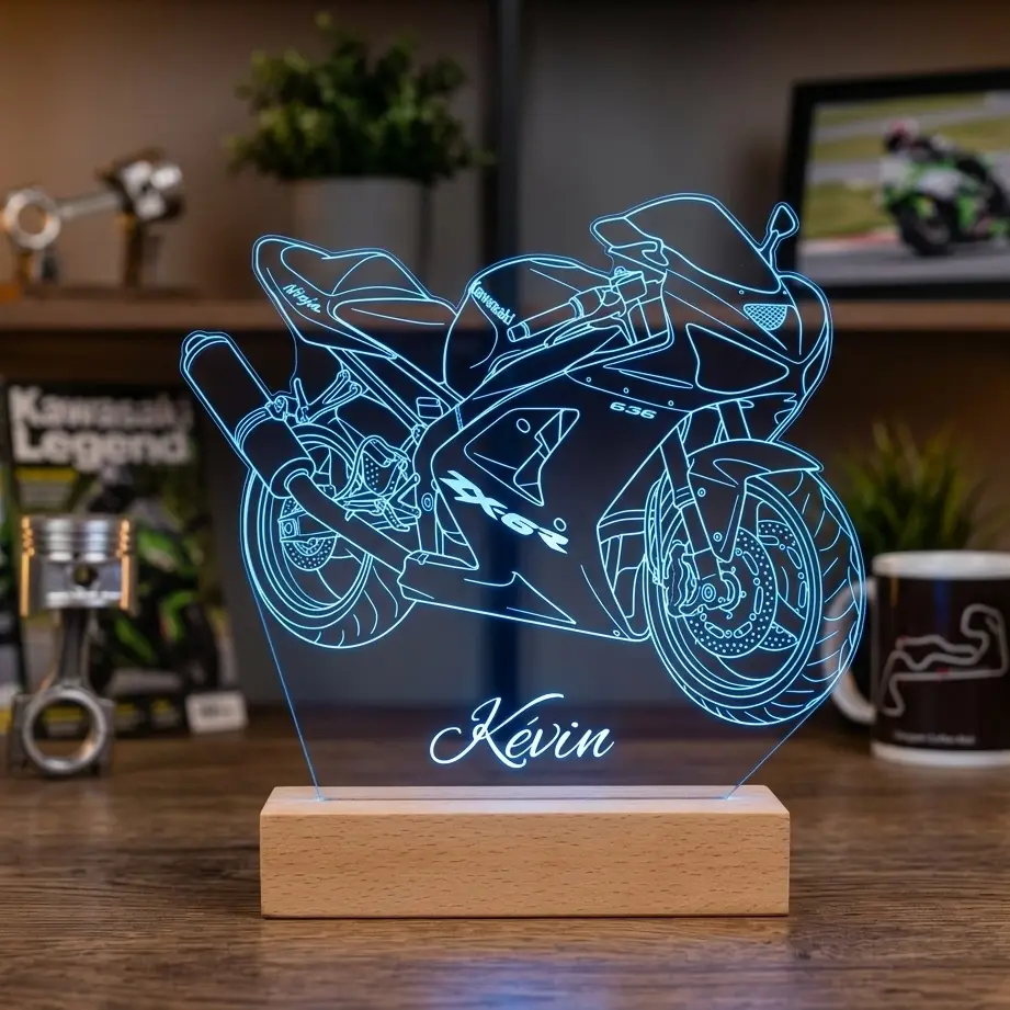 Miniature : Lampe LED Kawasaki ZX-6R 636 2003 Personnalisée avec Prénom – Veilleuse Moto Cadeau