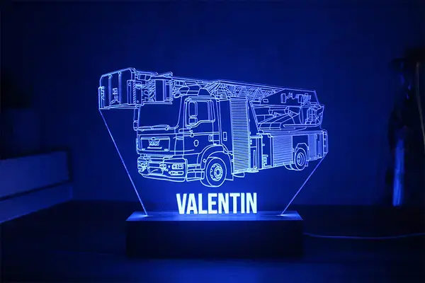 Miniature : Lampe LED Camion de Pompier personnalisée - Idée cadeau sapeur-pompier volontaire ou professionnel et JSP
