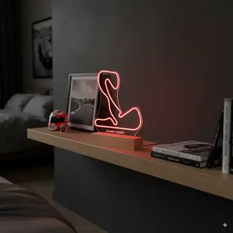 Miniature : Lampe LED Circuit de Zandvoort personnalisée - Cadeau fan de F1 Néerlandais, passionné de Verstappen et des dunes hollandaise