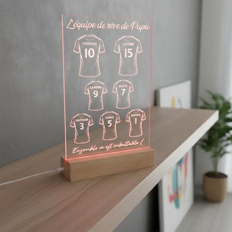 Miniature : Lampe LED Equipe de rêve de Papa 7 joueurs personnalisée - Cadeau anniversaire papa fan de football