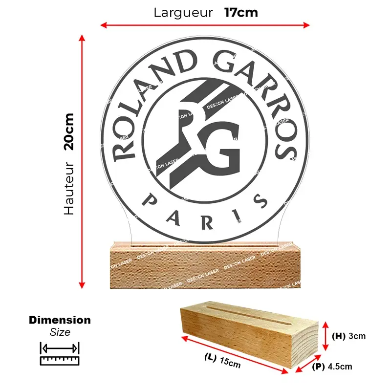 Lampe Rolland Garros | logo tennis | idée cadeau tennis