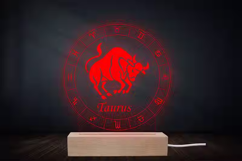 Lampe Astrologique Taureau Personnalisée | Veilleuse signe du zodiaque