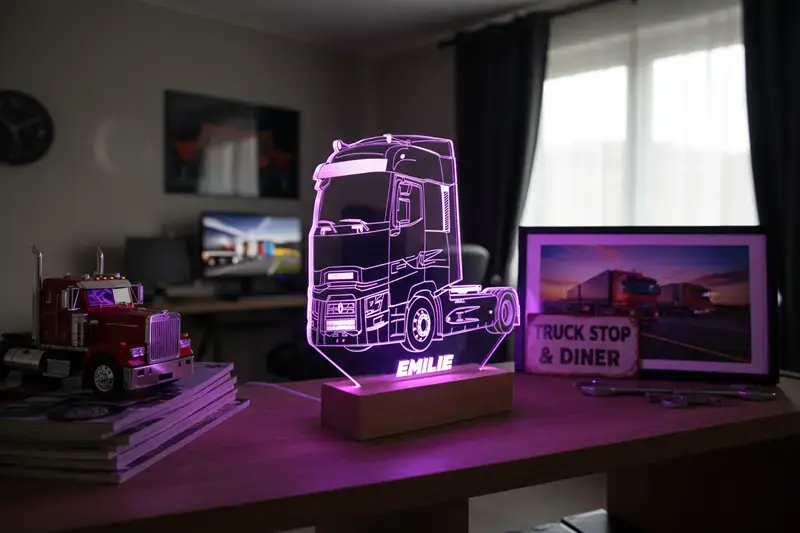 Lampe Camion RENAULT MAGNUM Personnalisée | idée cadeau Camion Renault | idée cadeau routier personnalisée