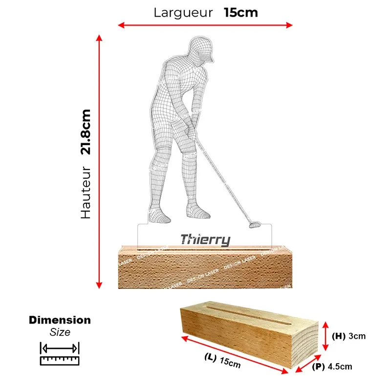 cadeau golfeur personnalisée | lampe golfeur personnalisé | décoration golf | veilleuse personnalisée