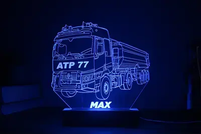Miniature : Lampe Camion Renault K personnalisée | Idée cadeau conducteur BTP | Veilleuse Camion de chantier