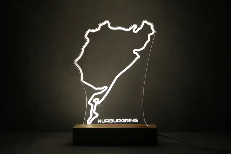 Miniature : Lampe LED Circuit Nürburgring Nordschleife personnalisée - Cadeau passionné de l'Enfer Vert et fan de sport auto allemand