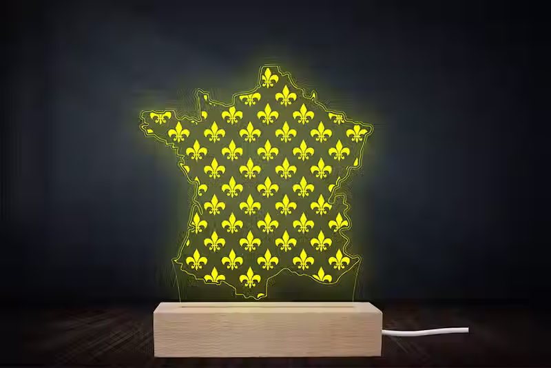 Lampe veilleuse LED Carte de France | Décoration drapeau France | Cadeau patriote France