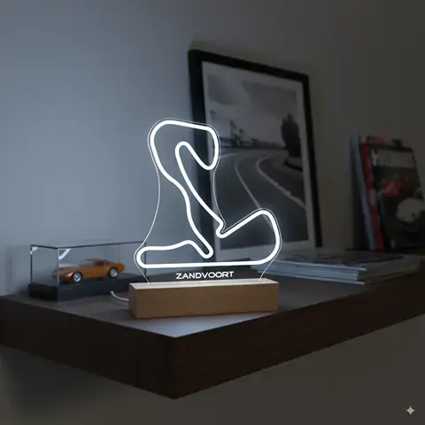 Miniature : Lampe LED Circuit de Zandvoort personnalisée - Cadeau fan de F1 Néerlandais, passionné de Verstappen et des dunes hollandaise