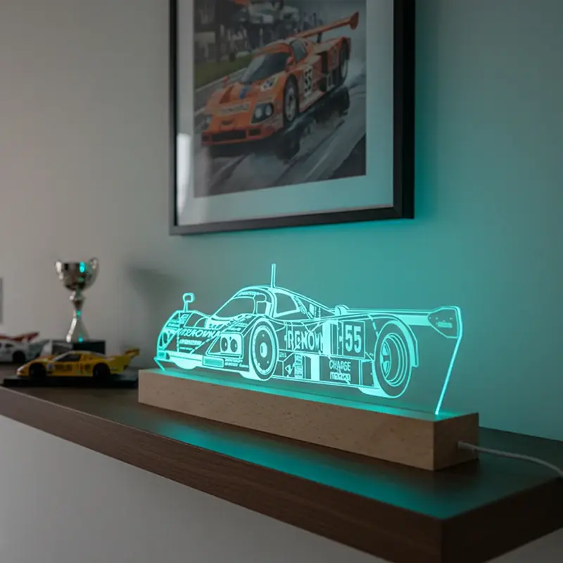 Miniature : Lampe LED 3D Mazda 787B personnalisée - Cadeau fan des 24h du Mans et légende du moteur rotatif