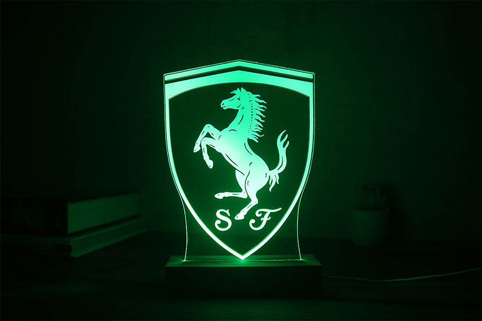 Miniature : Lampe LED logo Ferrari personnalisée - Cadeau tifosi, fan du Cheval Cabré et passionné de la Scuderia