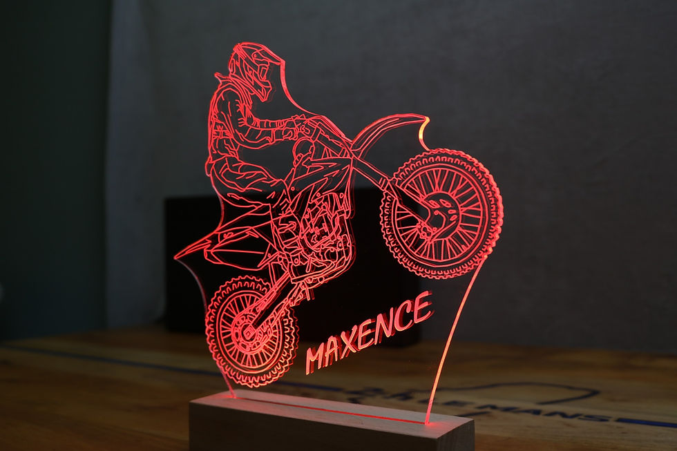 Miniature : Lampe LED motocross personnalisée - Cadeau passionné de moto tout-terrain et fan de sauts et bosses