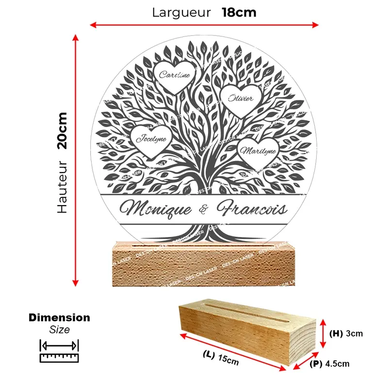 Miniature : Lampe Arbre de Vie avec prénoms personnalisable - Cadeau original pour réunir toute la famille sur un arbre généalogique