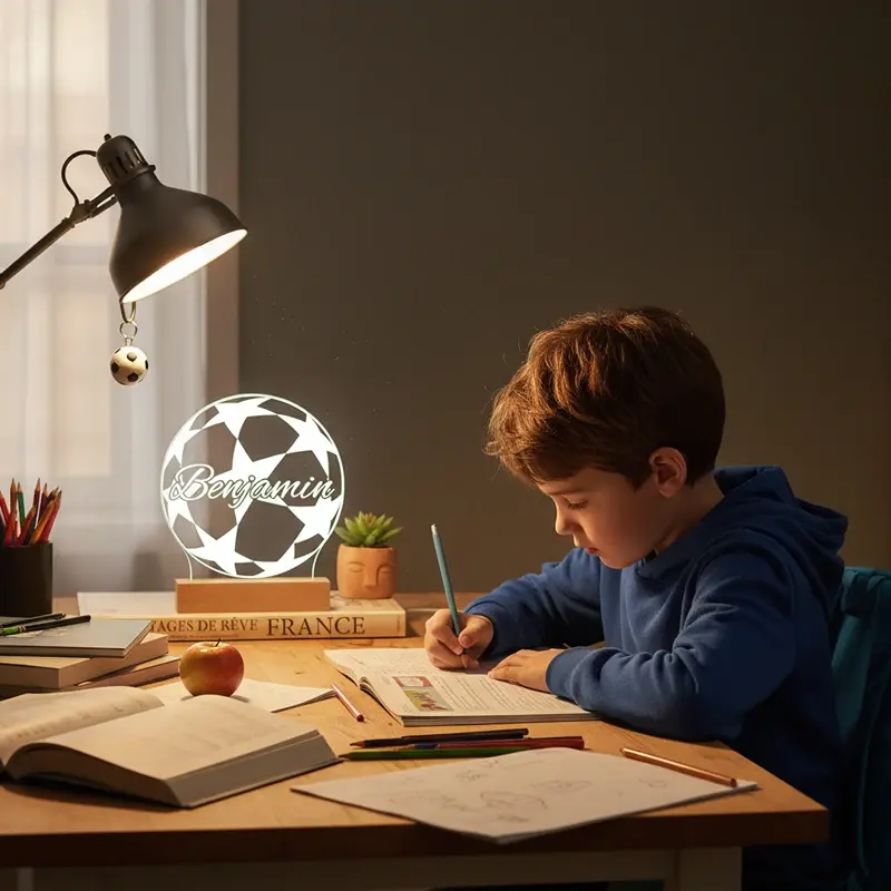 Miniature : Lampe LED ballon de football personnalisé - Veilleuse cadeau footballeur amateur et passionné de foot