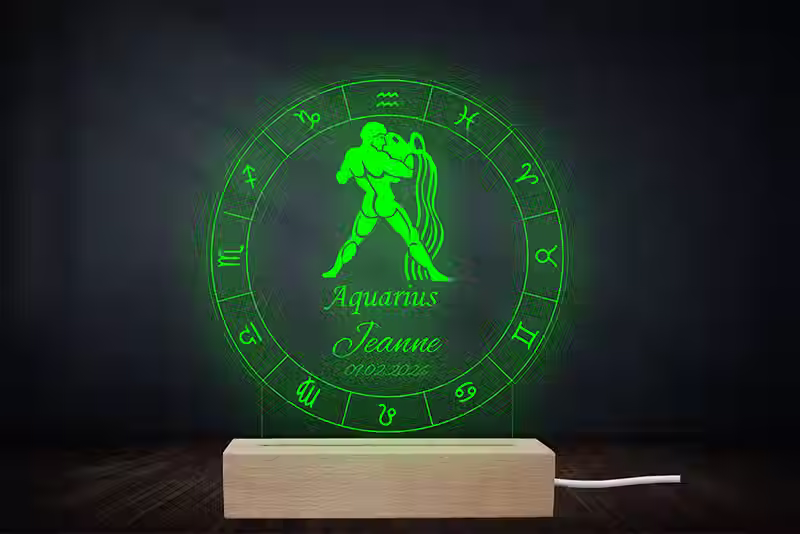 Lampe Astrologique Verseau Personnalisée | Veilleuse signe du zodiaque