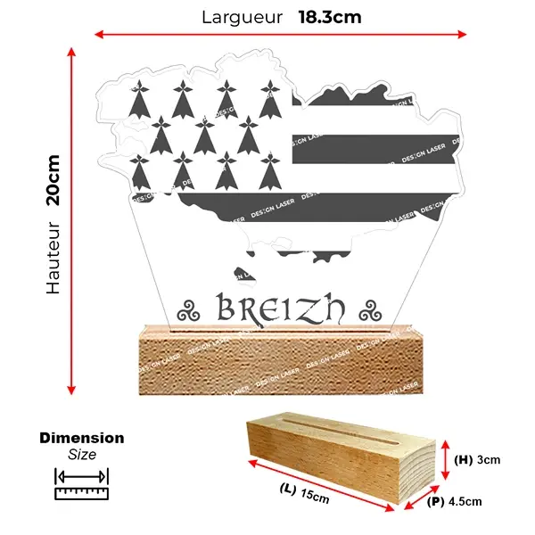 Lampe LED drapeau breton | cadeau bretagne | décoration bretagne