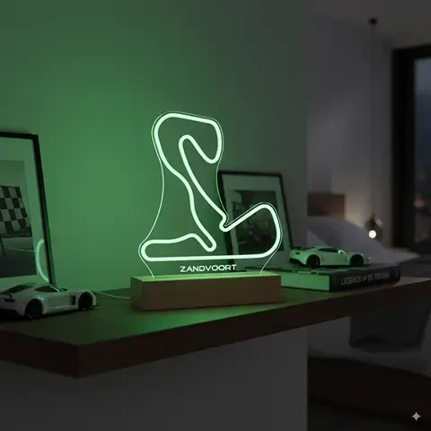 Miniature : Lampe LED Circuit de Zandvoort personnalisée - Cadeau fan de F1 Néerlandais, passionné de Verstappen et des dunes hollandaise