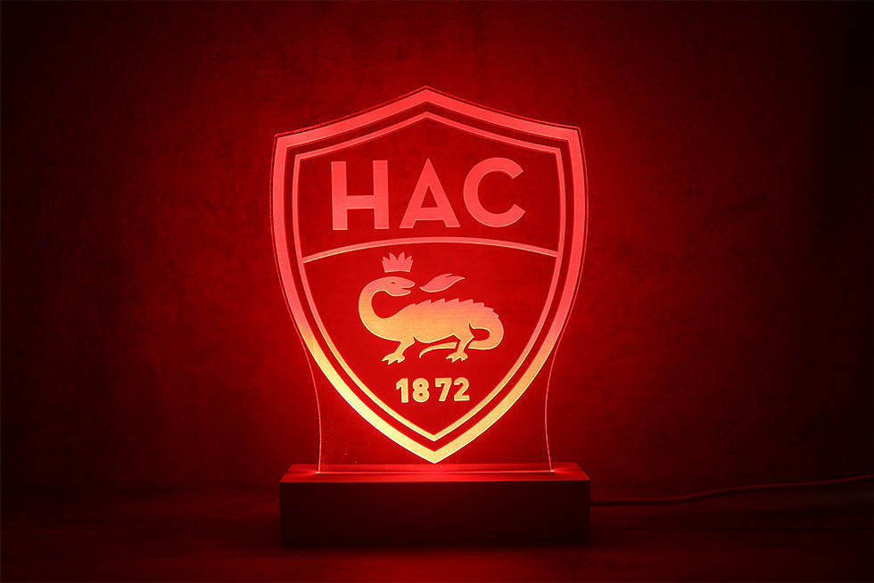 Miniature : Lampe LED HAC Le Havre personnalisée - Cadeau supporter Ciel et Marine et fan du Havre