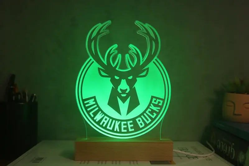 Lampe Led logo Milwaukee Bucks - NBA | idée cadeau basket | décoration pour basketteur
