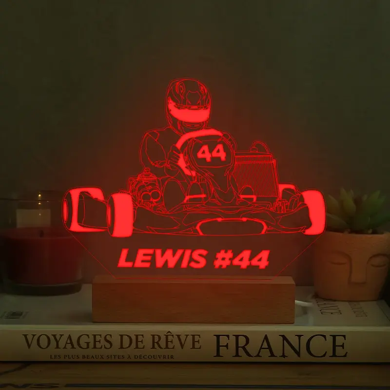 Lampe 3D Karting Personnalisée | cadeau pour pilote de karting