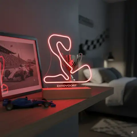 Miniature : Lampe LED Circuit de Zandvoort personnalisée - Cadeau fan de F1 Néerlandais, passionné de Verstappen et des dunes hollandaise
