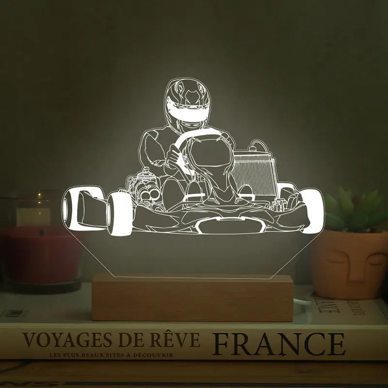Lampe 3D Karting Personnalisée | cadeau pour pilote de karting