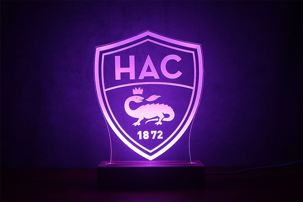 Miniature : Lampe LED HAC Le Havre personnalisée - Cadeau supporter Ciel et Marine et fan du Havre