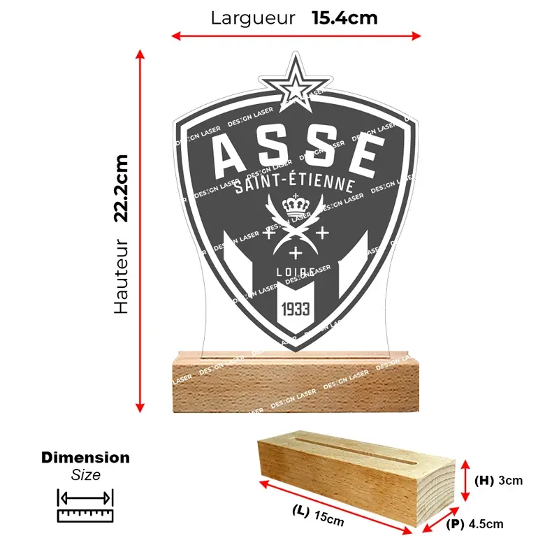 Lampe led ASSE Saint-Etienne | Veilleuse ASSE Saint-Etienne | idée cadeau supporter ASSE Saint-Etienne