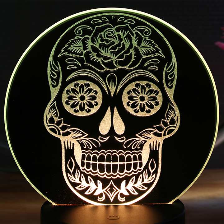 Miniature : Lampe LED Miroir Tête de mort Mexicaine