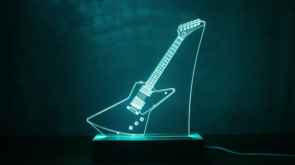 Miniature : Lampe LED guitare Gibson Explorer personnalisée - Cadeau fan de Metallica, guitariste metal et déco salle de musique