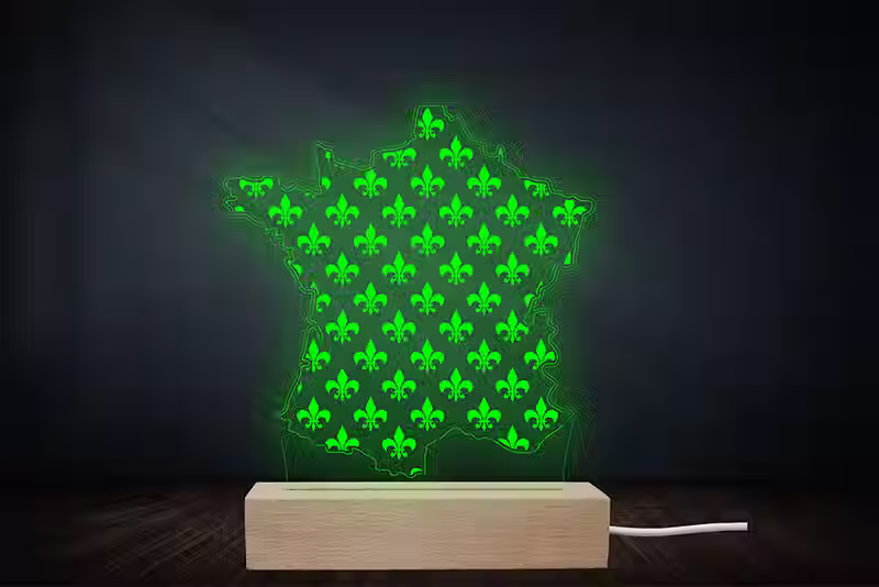 Lampe veilleuse LED Carte de France | Décoration drapeau France | Cadeau patriote France