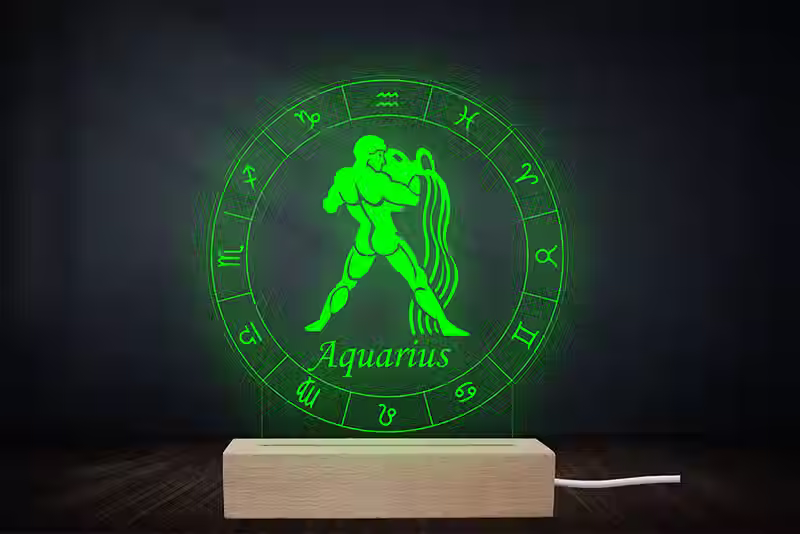 Lampe Astrologique Verseau Personnalisée | Veilleuse signe du zodiaque