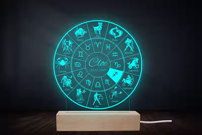 Lampe Veilleuse LED Zodiaque Personnalisée | Calendrier Astrologique