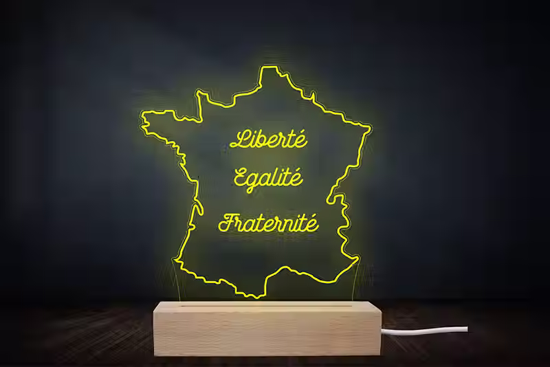Lampe veilleuse LED Carte de France | Décoration drapeau France | Cadeau patriote France