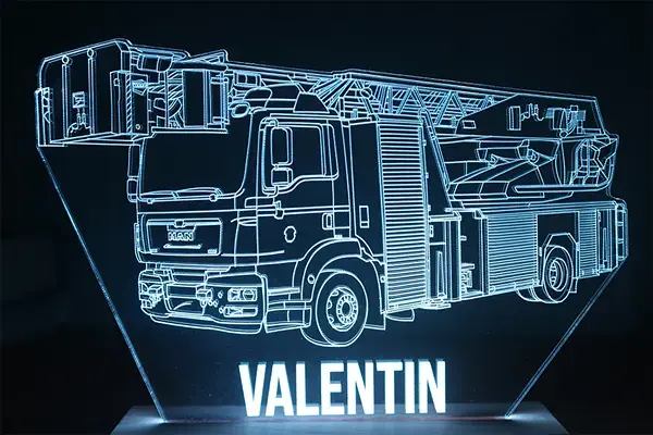 Miniature : Lampe LED Camion de Pompier personnalisée - Idée cadeau sapeur-pompier volontaire ou professionnel et JSP